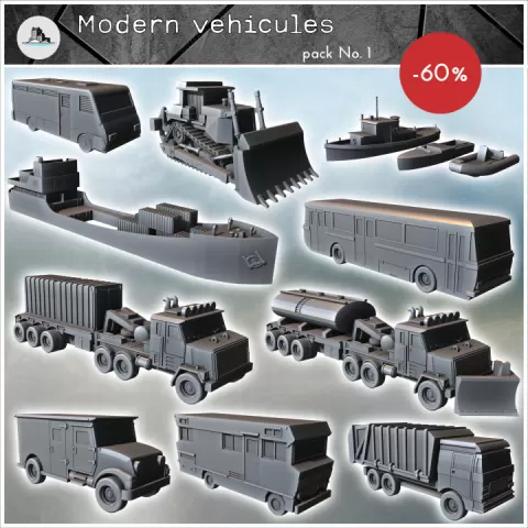 Modern vehicles pack No. 1 - Cold Era Modern Warfare Conflict World War 3 RPG Post-apo WW3 WWIII by Hartolia Miniatures