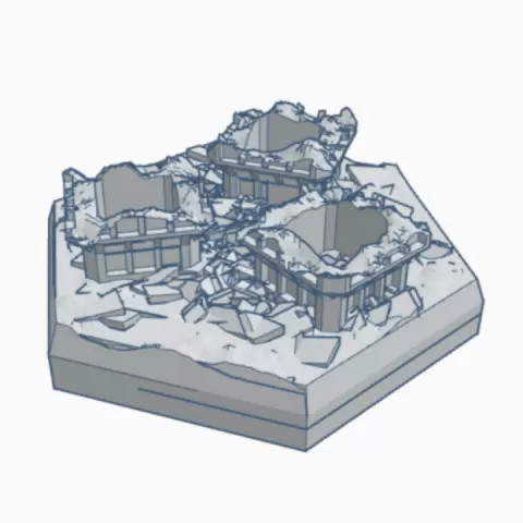 Sci-Fi Destroyed Building 24 Hex Map Scale HMSSFD024 by Wargame Forge