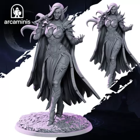 Dark Elf Female Assassin - 32mm 75mm scale Presupported Miniatures Sexy Female Elf Fantasy Tabletop Wargames Figures 3D File