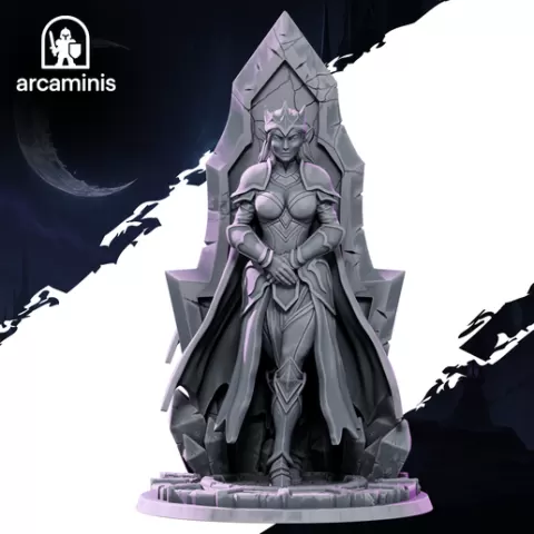 Dark Elf Empress 32mm 75mm scale Presupported Miniatures Sexy Female Elf Fantasy Tabletop Wargames Figures 3D File