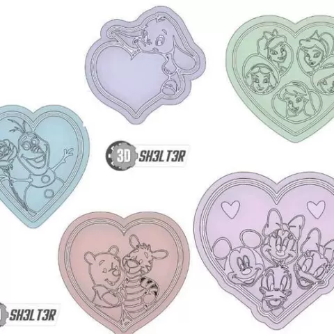 VALENTINE'S CUTTERS, DISNEY, MICKEY MOUSE, WINNIE POOH, FROZEN, OLAF, DUMBO, PRINCESSES