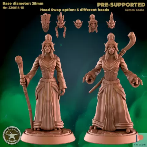 Troll Female Mage Two Models by My3DPrintForge