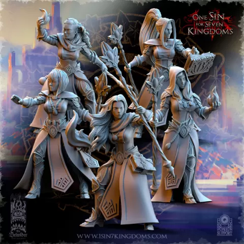 Silvermoor Elves Sorceresses of the Inner Circle by The Beholder Miniatures