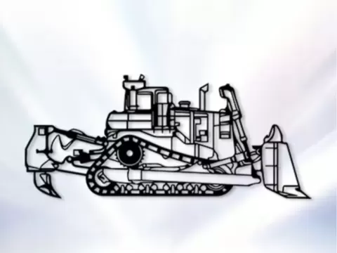Bulldozer D9 Line Art | Wall Art