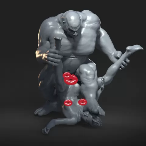 ATTACK OF THE OGRE - NSFW - EROTIC MINIATURE 75 MM SCALE by PrintPleasure