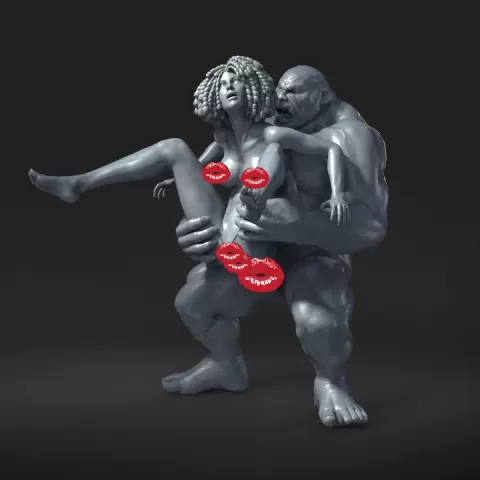 ATTACK OF THE OGRE - NSFW - EROTIC MINIATURE 75 MM SCALE by PrintPleasure