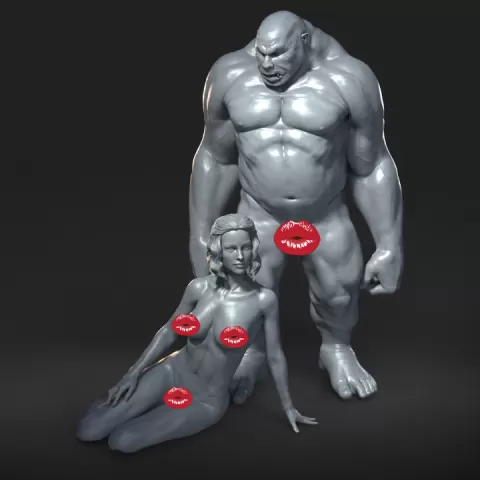 ATTACK OF THE OGRE - NSFW - EROTIC MINIATURE 75 MM SCALE by PrintPleasure