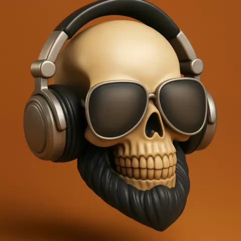 Bearded Skull with Headphones