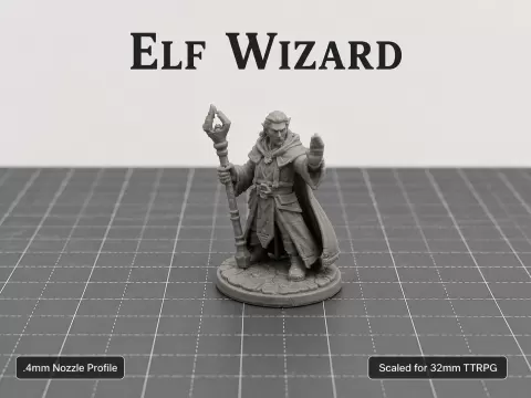 Elf Wizard - 32mm TTRPG Miniature