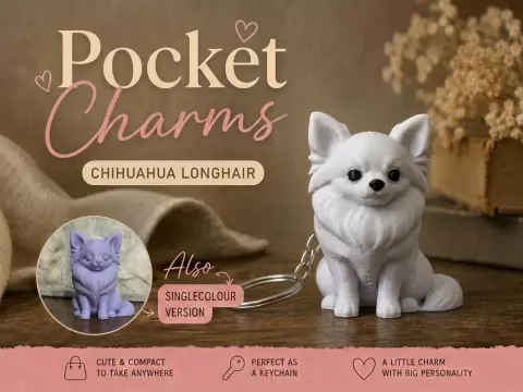 Chihuahua Longhair Keychain Pocket Charms