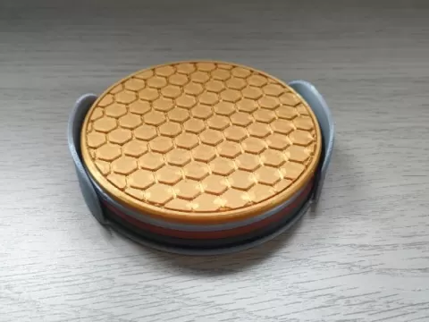 Coasters with holder - Hexagonal pattern