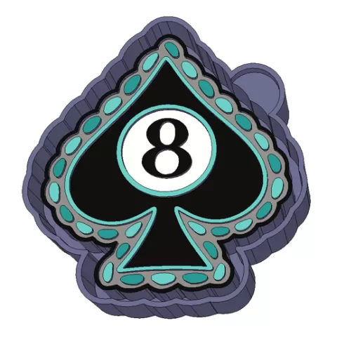 freshie Lucky 8 Ball Spade STL Mold Housing for Silicone & Resin | Western Style