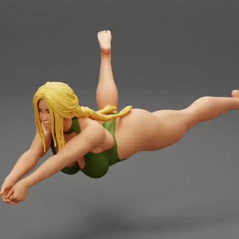 Beach Volleyball Girl in Bikini Returns a Ball in a Jump by 3DGeschaft Miniatures Figures