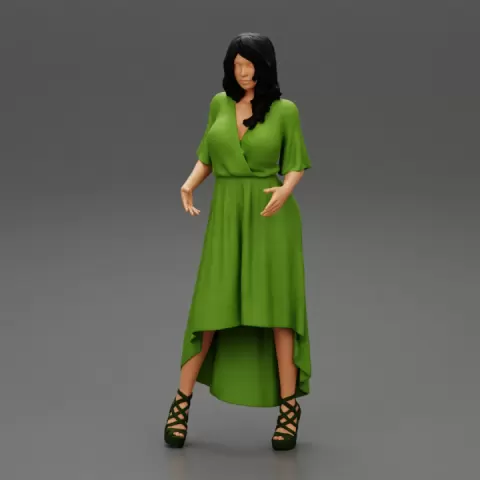 girl in roxanne dress and heels posing by 3DGeschaft Miniatures Figures