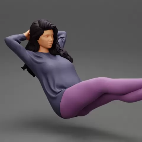 Sexy girl sitting on a chair with her legs on the table by 3DGeschaft Miniatures Figures