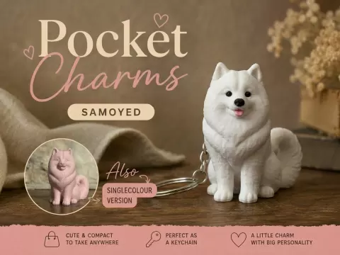 Samoyed Keychain Pocket Charms