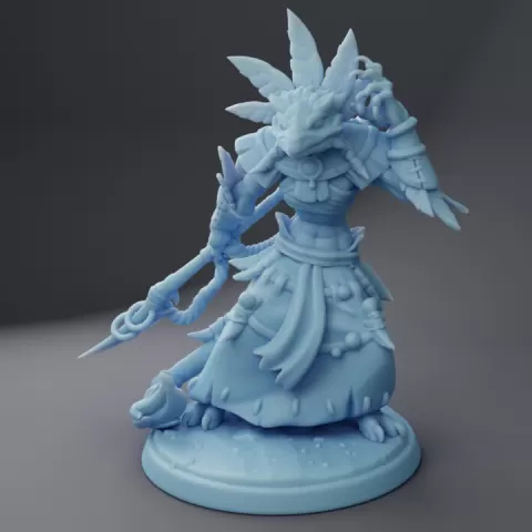 Iszik, Lizardfolk Shaman ( Lizardfolk Warlock / Sorcerer / Wizard / Cultist ) by Twin Goddess Miniatures