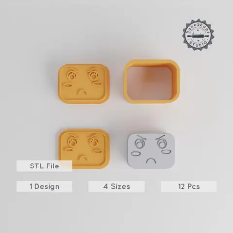 Kawaii Face Bath Bomb Mold Set, Cute & Adorable Expressions, Includes XS/S/M/L Sizes, 12 Pieces for 3D Printing