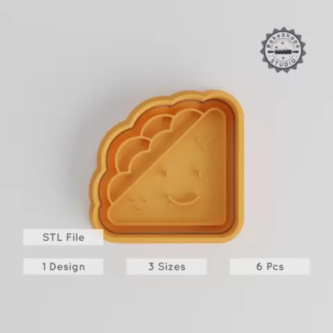 Kawaii Sandwich Shape Cutter & Stamp Set, Cute Cookie & Fondant Tools, 3 Sizes, Adorable Lunch, Whimsical Snack