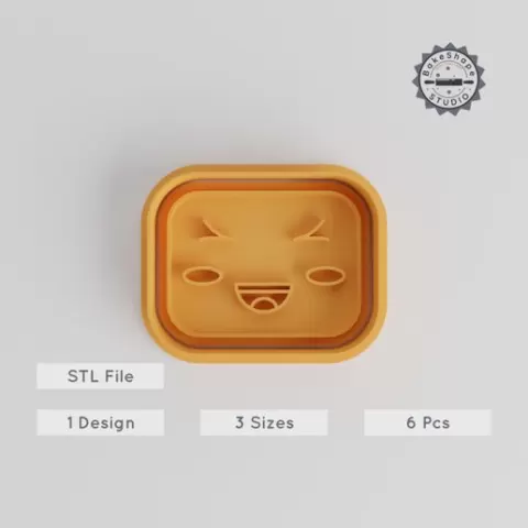 Kawaii Face Cookie Cutter & Stamp Set, Cute Emoticon Shapes for Fondant, 6 Pieces, S/M/L Sizes