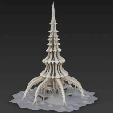 🗼 4 STL/OBJ - ALIEN HIVE SPIRE - Organic Tower - Sci-Fi Terrain