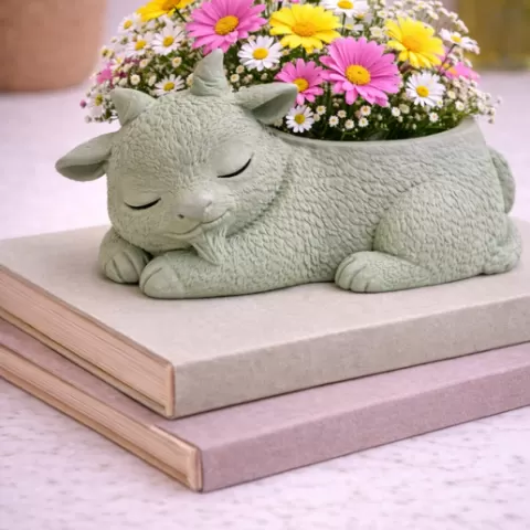 Sleeping Goat Planter STL | Cute Goat Flower Pot | Farm Animal Planter | Succulent Pot 3D Print