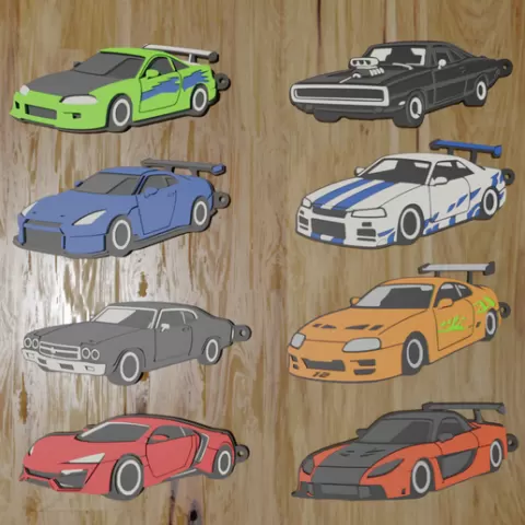 PACK 8 KEYCHAIN / KEYCHAIN CARS OF FAST AND FURIOUS (STL AND 3MF)