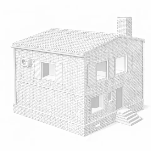 Settlement house with clinker bricks (H0 scale / 1:87)