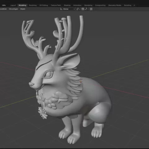 Winter Stag Rabbit - Fantasy Creature 3D Print Model