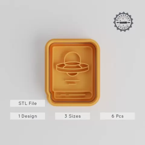 UFO Book Cutter & Stamp Set, Perfect for Cookies & Fondant, Includes 6 Pieces in S/M/L Sizes, Space Exploration Design