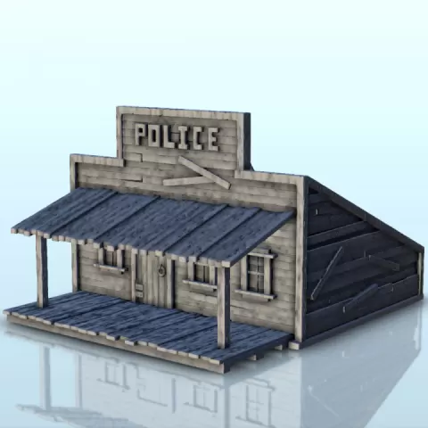 Police station with sloped roof (4) - Six Gun Sound Desperado Old Chronicles Gunfight Gutshot Blackwater Gulch by Hartolia Miniatures