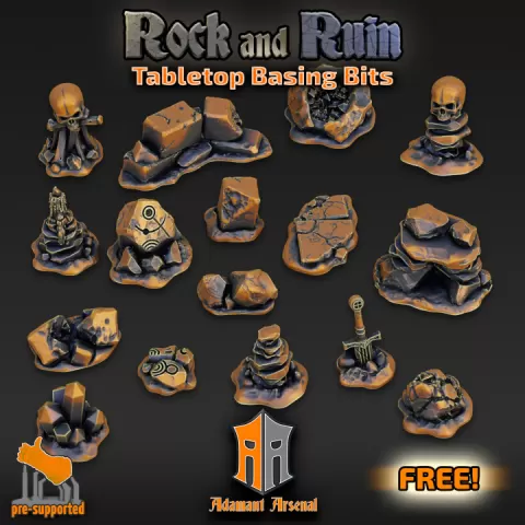Rock and Ruin - Tabletop Basing Bits - Sample Bundle by Adamant Arsenal