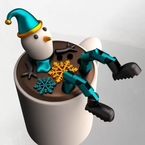 Cocoa Snowman Flexi Figure-Cute Flexi Articulated Print-in-place Fidget with 3MF included.(No Supports and no Rafts)