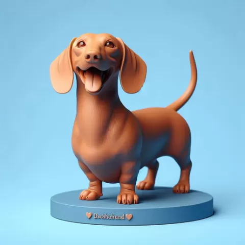 3101 Laughing Dachshund - Color 3D-Printed Statue, pug, dachshund, poodle, rooster, dog, dogue, beagle, peacock, lion, fox, bull terrier, pomeranian, galgo, wolf, doberman pinscher, newfoundland, decorative, stl, 3d
