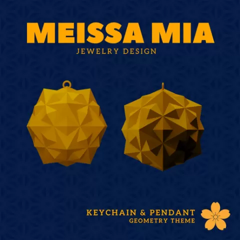11. Medial Deltoidal Hexecontahedron – Self-Intersecting Quasi Quasi Regular Duals Pendant and Keychain - 3D Print File for Geometric Keychain & Pendant - Girl's Fashion Accessories