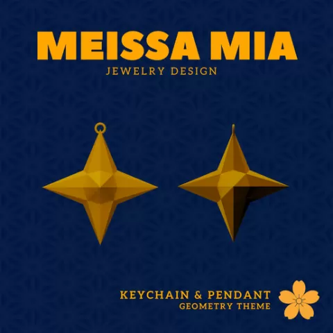 01. Small Hexacronic Icositetrahedron – Self-Intersecting Quasi Quasi Regular Duals Pendant and Keychain - 3D Print File for Geometric Keychain & Pendant - Girl's Fashion Accessories