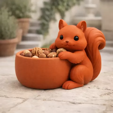 Squirrel Nut Bowl STL | Cute Animal Planter | Organic Minimalist Decor | Gift for Plant Lovers
