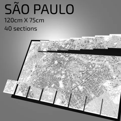 3D São Paulo | Digital Files | 3D STL File | São Paulo 3D Map | 3D City Art | 3D Printed Landmark | Model of Sao Pãulo Skyline | 3D Art by 3DCityframes