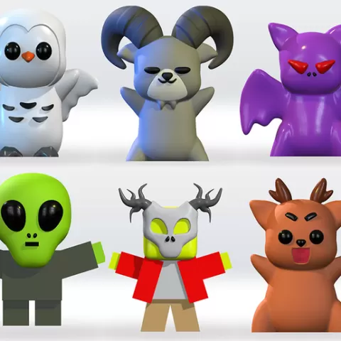 Baby Ram,Bat,Cultist,Owl,Alien,Deer from 99 Nights in the Forest 3D Model STL MultiParts No Support Fanart