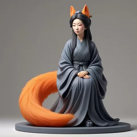 3058 Fox Spirit Woman in Pu Song Ling Style, Halloween, fox, spider, troll, gnome, gorgon, wild, bat, monster, gothic, wizard, witch, werewolf, horror, beast, mutant spider, skeleton, skull, 3D, STL