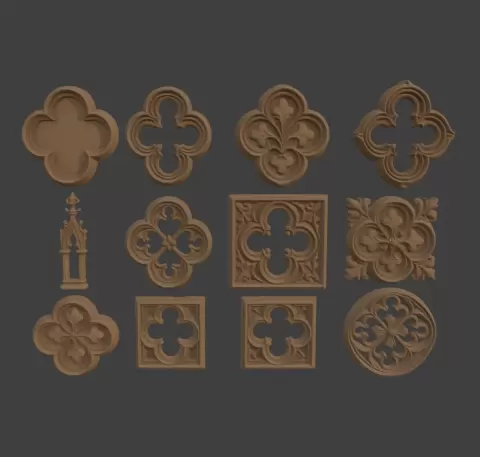 Gothic Quatrefoil Rosettes Set