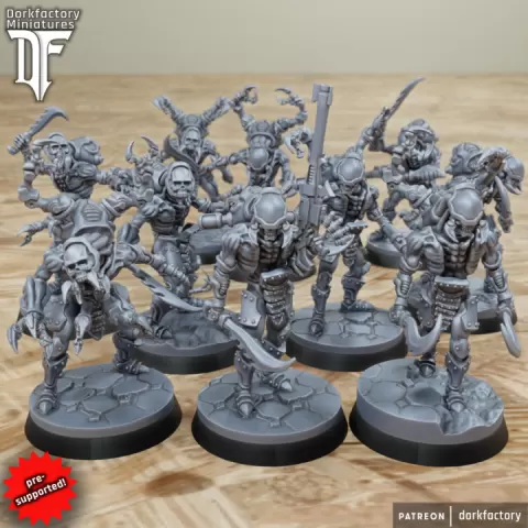 Corpse-Composite Shadowhusks | dark evil cyborg space pain elf of elves body stealer by Dorkfactory Miniatures