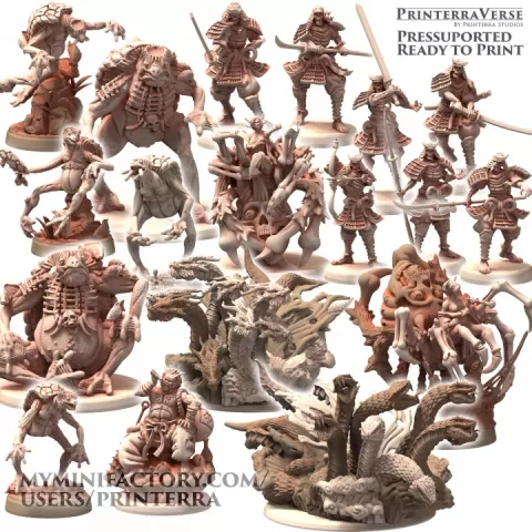 003 JAPAN Ancient Youkai Kappa Kuzenbo Zombie Samurai Yamata no Orochi Spider Lady Jorogumo Shuten Doji Oni by Printerra Studios