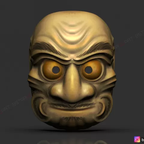 Japanese Kumasaka Mask - Noh Mask - oni Mask - Halloween Cosplay 3D print model by 3DpropsDesigns