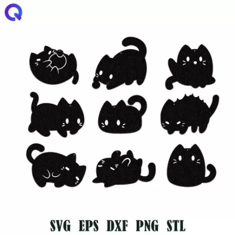 Cute Cat Earrings SVG Set