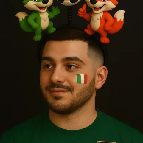 Italy Fan Headband - Fox Mascot Edition (Green & Red) | World Cup 2026 Supporter Accessory | 3MF Files