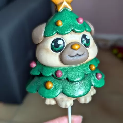 Pug the Christmas – Tree Cute Holiday Dog Figurine | Christmas Collection Ornament (Single STL)
