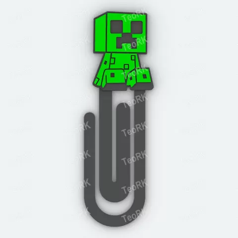 Paperclip MINECRAFT CREEPER SITTING - bookmark - TeoRk