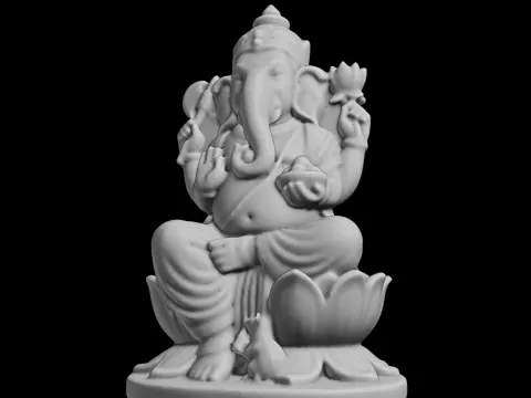 Lord Ganesha Sitting on Lotus | Hindu Statue