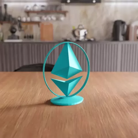 Ethereum Crypto Low-Poly Desktop Statue